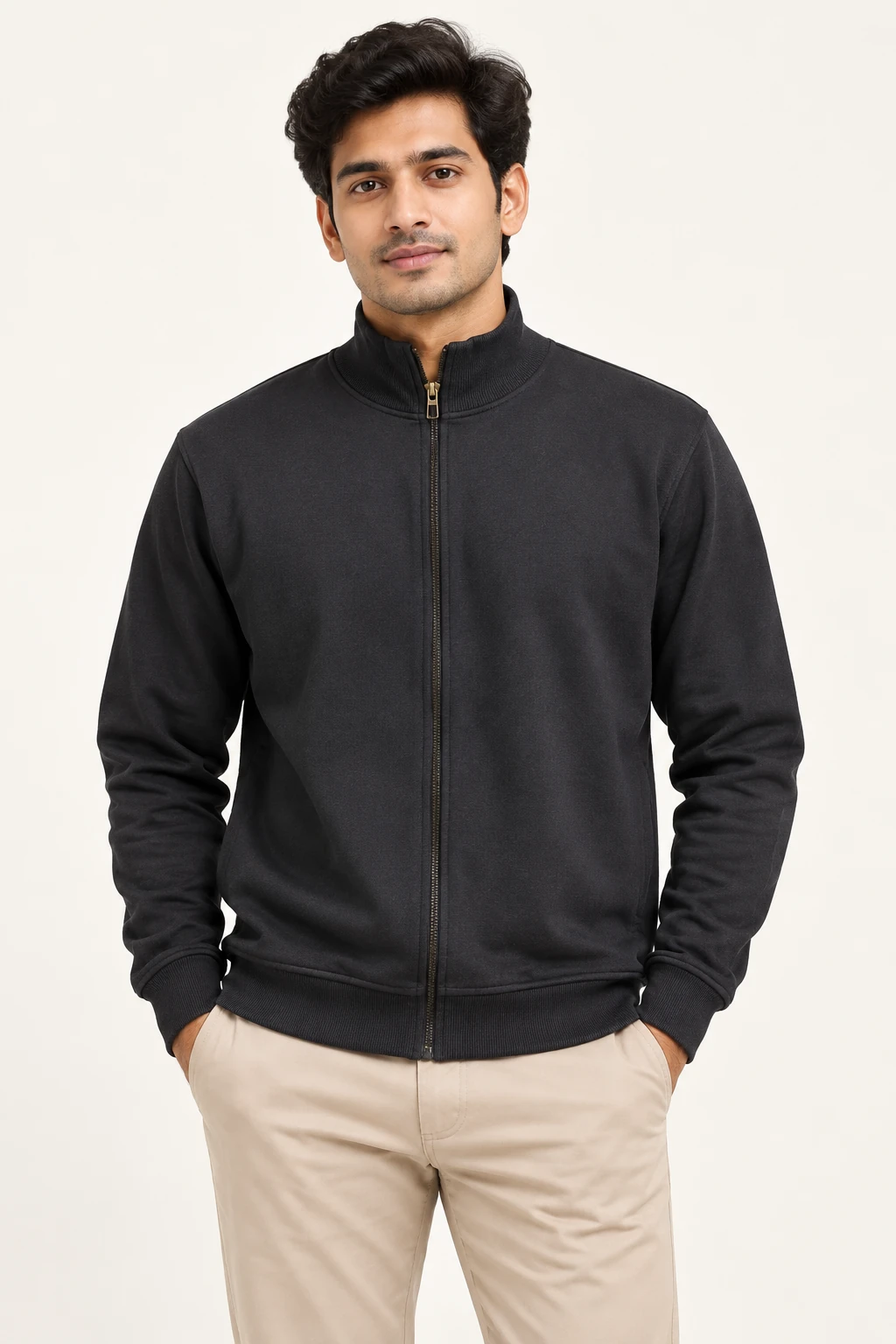 Charcoal Full Sleeves Zipper Jacket - view 3